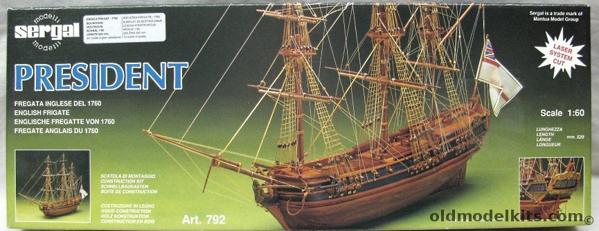 Sergal 1/60 President English Frigate 1760 - (Mantua), 792 plastic model kit